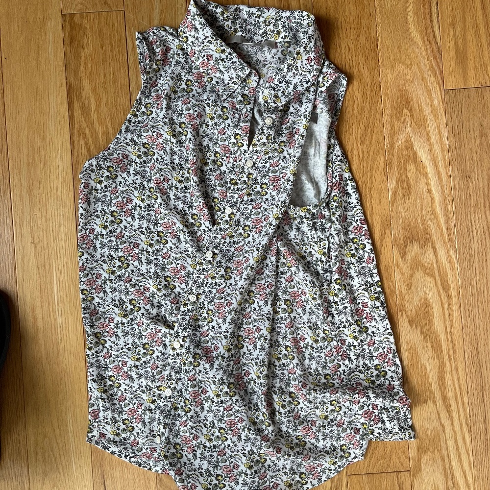 Loft Flower Blouse with Tie-Front Waist